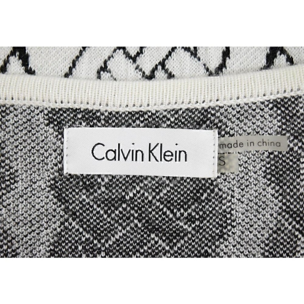 CALVIN KLEIN CABLE PRINT WHITE LONG SLEEVE SWEATER DRESS - Picture 8 of 9